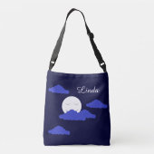 Sac Ajustable Smiling Full Moon with Clouds:  Dark Blue  (Dos)