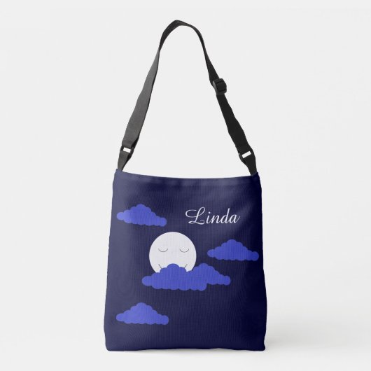 Sac Ajustable Smiling Full Moon with Clouds:  Dark Blue  (Dos)