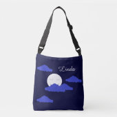 Sac Ajustable Smiling Full Moon with Clouds:  Dark Blue  (Devant)