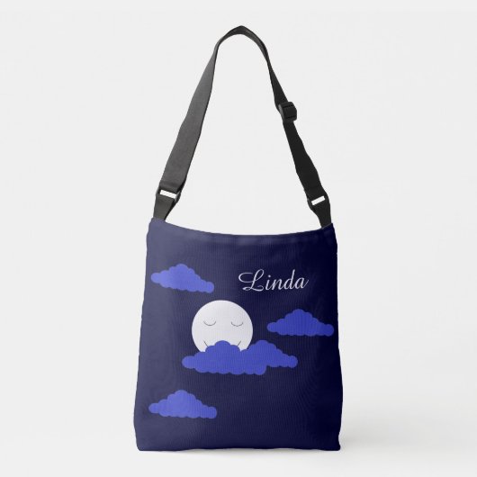 Sac Ajustable Smiling Full Moon with Clouds:  Dark Blue  (Devant)