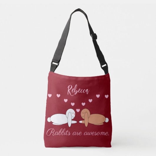 Sac Ajustable Smiling Rabbits in Love: Maroon (Devant)