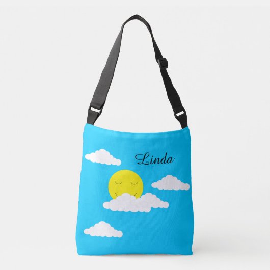 Sac Ajustable Soleil souriant avec nuages : Turquoise (Devant)