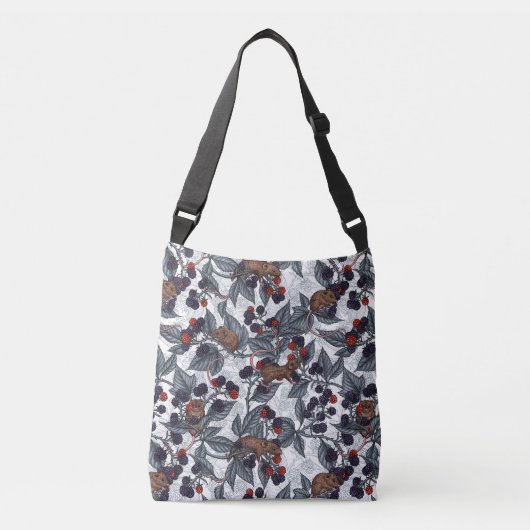 Sac Ajustable Souris et mûres sur blanc (Devant)