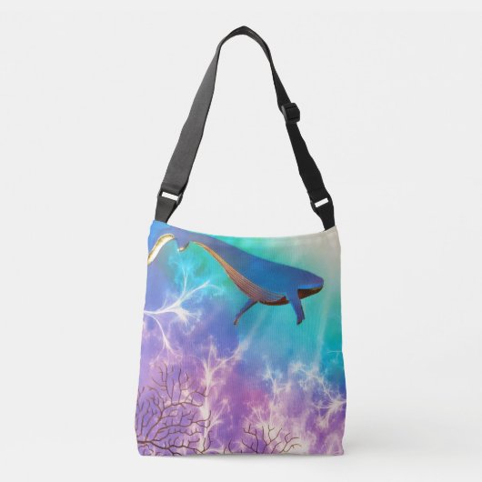 Sac Ajustable Sous la mer Bleu Baleine Océan Aquarelle (Devant)