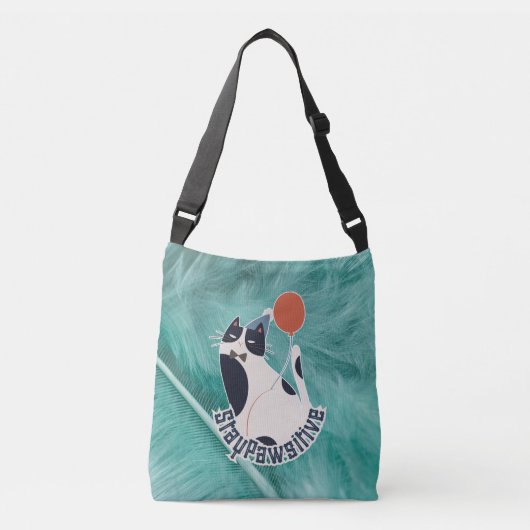 Sac Ajustable Stay Pawsitive Tuxedo Cat Birthday Party Cross-Bod (Devant)