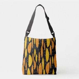 Sac Ajustable Style atomique, motif géométrique noir orange.