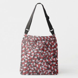 Sac Ajustable Sucres de canne Abstraits à rayures rouges tordues