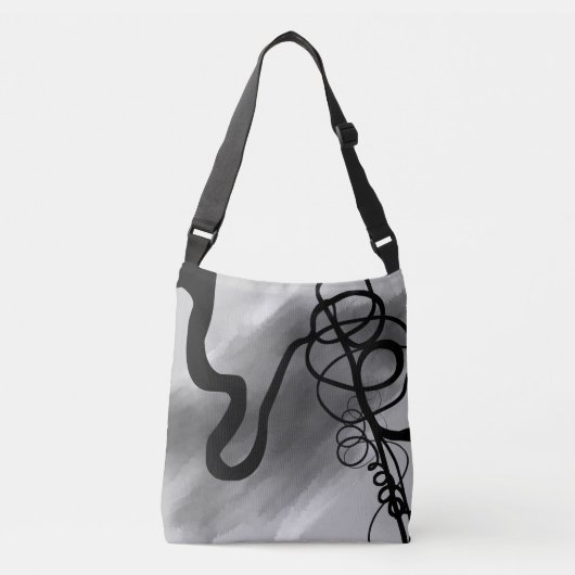 Sac Ajustable Sur la grille : gris Abstrait, noir et blanc (Devant)