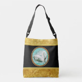 Sac Ajustable Swan en eau turquoise avec design or et noir (Dos)