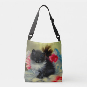Sac Ajustable Tableau vintage de chaton noir et blanc