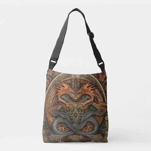 Sac Ajustable Tatouage au dragon chinois orange et vert (Devant)