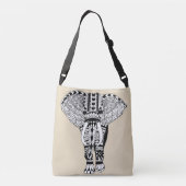 Sac Ajustable Taupe d'éléphant tribal de Bohême noir et blanc (Dos)
