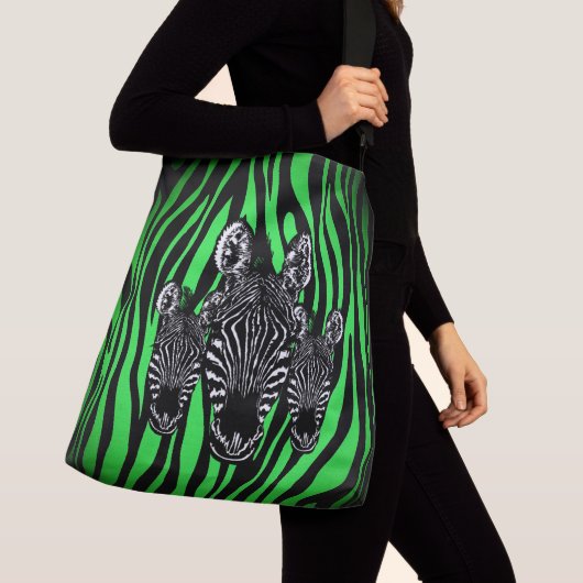 Sac Ajustable Tendance Lime Zebra Herd sur Zebra Imprimer (De près)