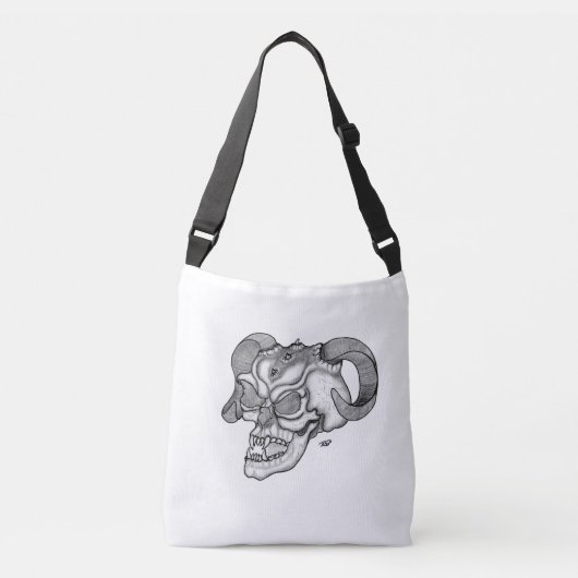 Sac Ajustable Tête de diable crâne noir et blanc (Devant)