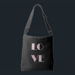 Sac Ajustable texte d'amour parties scintillant or rose clair<br><div class="desc">Design minimaliste,  moderne et élégant représentant le mot "amour" écrit avec parties scintillant en or rose sur un arrière - plan noir. Ce magnifique imprimé féminin,  à l'effet simple mais étonnant,  est parfait pour les jeunes femmes contemporaines. Impressionnez-vous avec un cadeau unique et élégant ou offrez-vous simplement.</div>