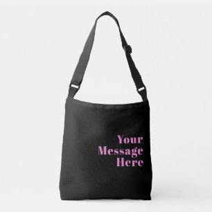 Sac Ajustable Texte éditable rétro-moderne   Noir et rose