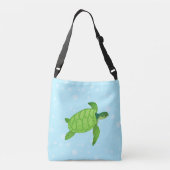 Sac Ajustable Tortue de mer sur fond bleu clair (Dos)