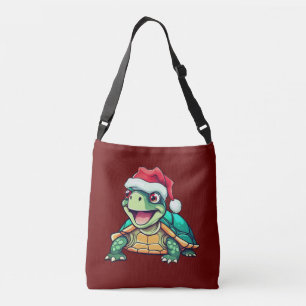 Sac Ajustable Tortue de Noël mignonne avec chapeau de Père Noël