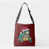Sac Ajustable Tortue de Noël mignonne avec chapeau de Père Noël (Devant)