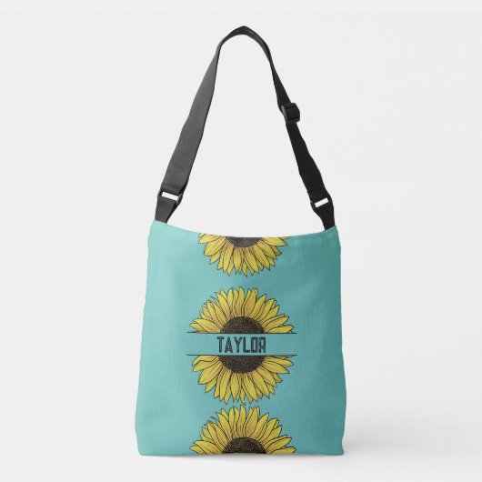 Sac Ajustable Tournesol sur monogramme solide Nom (Devant)