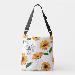Sac Ajustable Tournesols dessinés à la main : motif jaune vif.