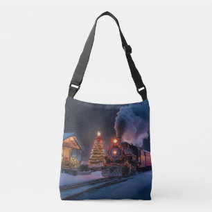 Sac Ajustable Train à vapeur traversant une ville de Noël