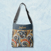 Sac Ajustable Trendy Hip Retro Orange Deep Teal Swirls Monogram 