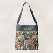 Sac Ajustable Trendy Hip Retro Orange Deep Teal Swirls Monogram 