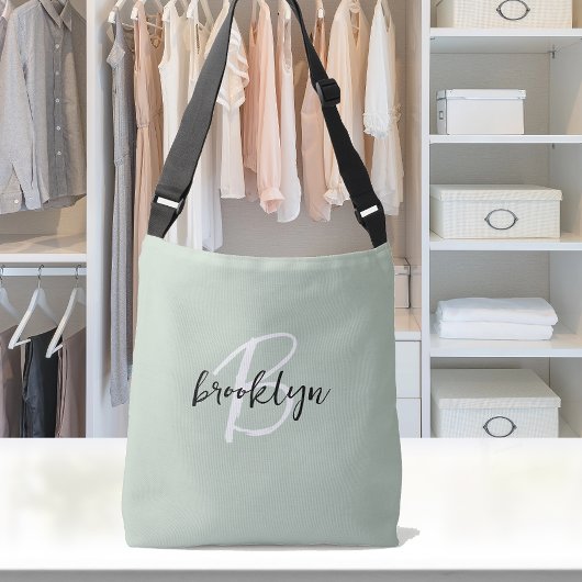 Sac Ajustable Trendy Vert Sauge Noir Blanc Monogramme