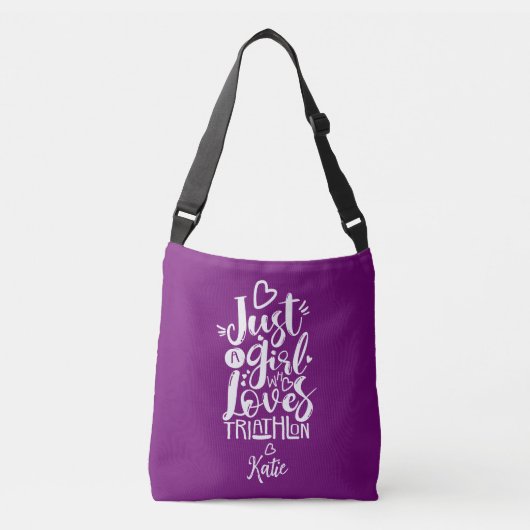 Sac Ajustable Triathlon Fantaisiste Chic Violet Blanc Calligraph (Devant)