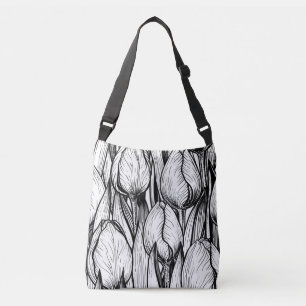 Sac Ajustable Tulipes en noir et blanc