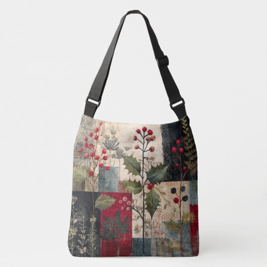 Sac Ajustable Un Patchwork Rustique d'Hiver à la Baie de Houx (Devant)