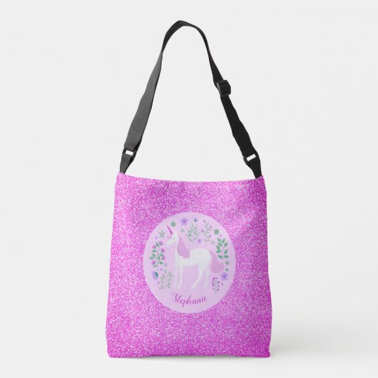 Sac Ajustable Unicorn Parties scintillant rose personnalisée (Dos)