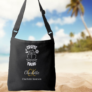 Sac Ajustable Unité de croisière noir blanc nom monogramme initi