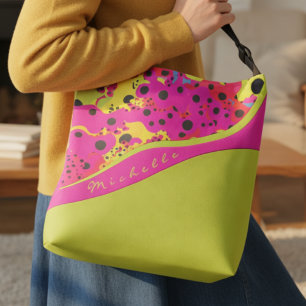 Sac Ajustable Vert Citron Et Abstrait À Points Roses