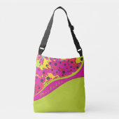 Sac Ajustable Vert Citron Et Abstrait À Points Roses (Devant)