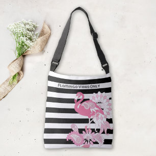 Sac Ajustable Vibes de Flamant Rose uniquement rayures noires et