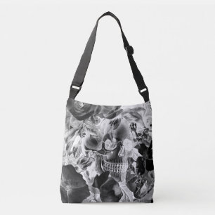 Sac Ajustable Vintage crâne floral minuit