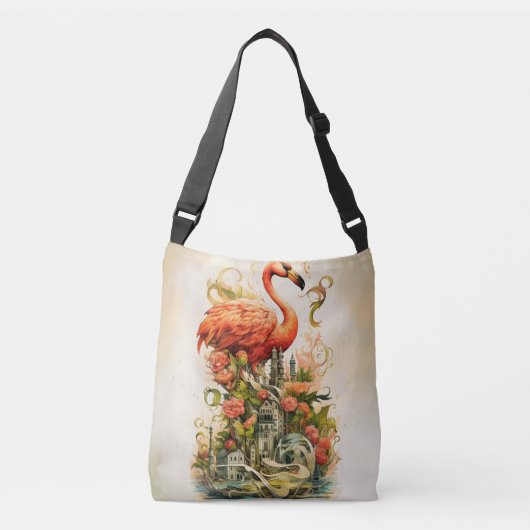 Sac Ajustable Vintage Flamants roses Fleurs naturelles Paradis (Devant)
