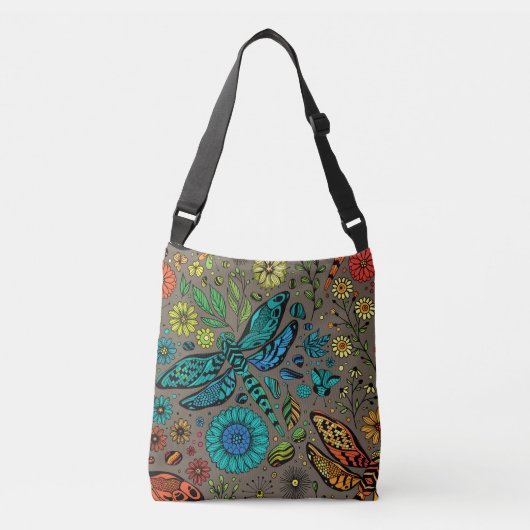 Sac Ajustable Voler, libellule de mouche sur brun (Devant)