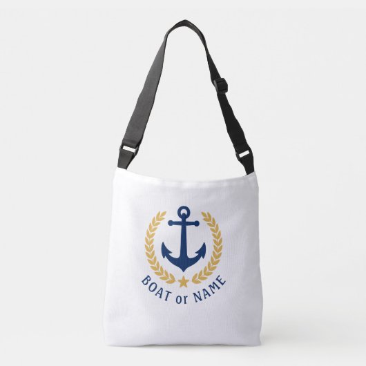 Sac Ajustable Votre nom de bateau Ancre Gold Style Laurel blanc (Devant)