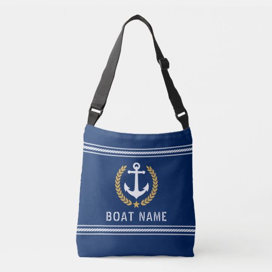 Sac Ajustable Votre nom de bateau Ancre Gold Style Laurel Rope M (Devant)