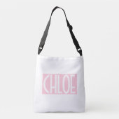 Sac Ajustable Votre nom | Texte blanc gras sur rose clair (Dos)