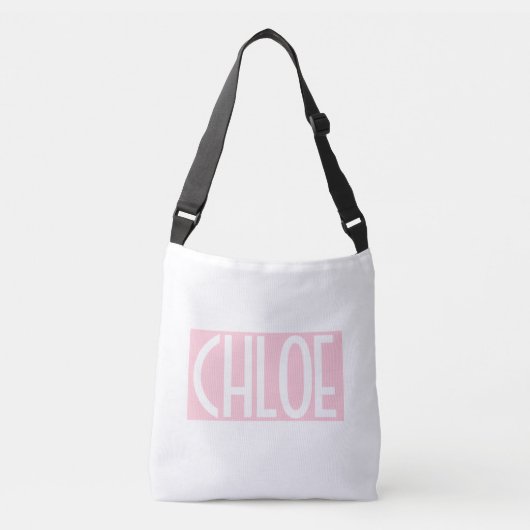 Sac Ajustable Votre nom | Texte blanc gras sur rose clair (Devant)