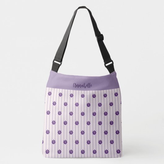 Sac Ajustable Votre Nom Violet, Broussailleux Fleurs Violettes (Devant)