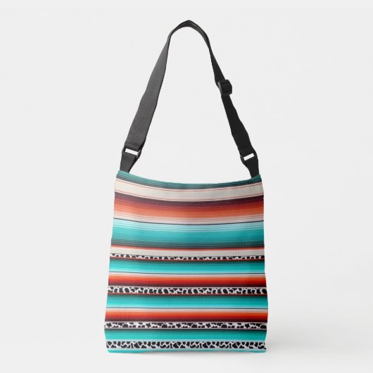 Sac Ajustable Western Turquoise Terracotta Grandes Vaches Imprim (Devant)
