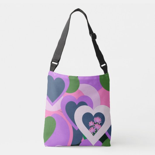 Sac Ajustable Whimsical Purple Heart Art Tote (Devant)