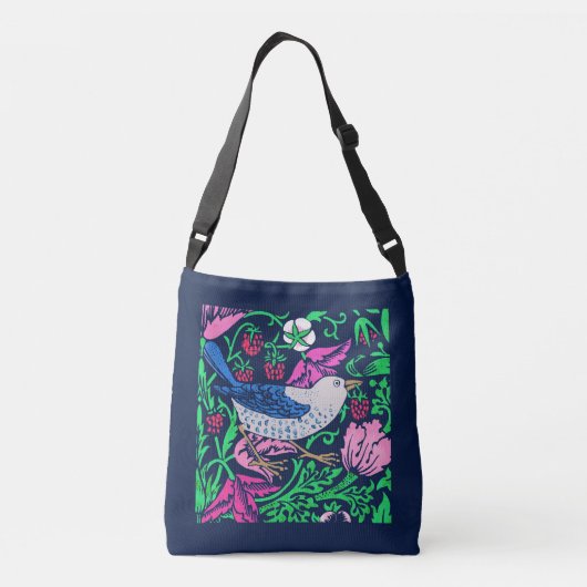 Sac Ajustable William Morris Bird & Flower Tile, Navy & Fuchsia (Dos)
