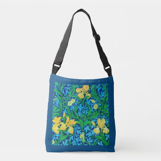Sac Ajustable William Morris Irises, jaune et bleu de cobalt (Devant)