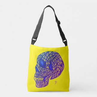 Sac Ajustable Yellow Bag With Purple Skull - Crossbody or Tote 